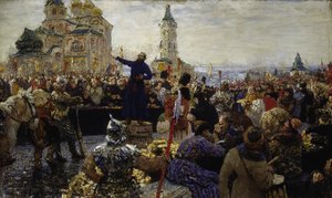 Kuzma Minin ruft das Volk von Nischni Nowgorod im Jahr 1611 auf
