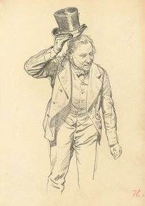 Mann, der seinen Hut kippt, ca. 1872-1875