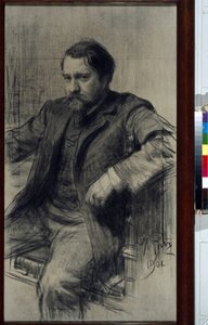 Porträt des Malers Valentin Aleksandrovitch Serov (1865-1911) - Zeichnung von Ilya Yefimovich Repin (1844-1930) von Ilya Efimovich Repin