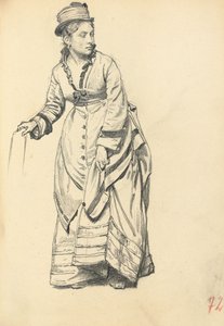 Stehende Frau, die ihr Kleid hält, ca. 1872-1875