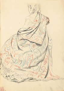 Studie für "Ein Pariser Café": Kleid einer sitzenden Frau von hinten, ca. 1872-1875 von Ilya Efimovich Repin