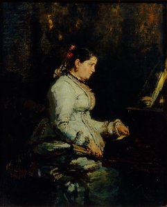 Frau am großen Klavier