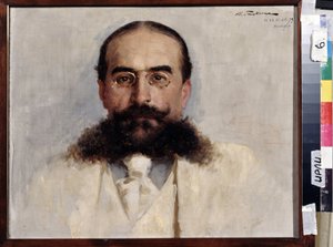 Porträt des Schriftstellers, Pädagogen und Dramatikers Vladimir Nemirovich-Danchenko (1858-1943). Gemälde von Ilya Savvich Galkin (1860-1915)