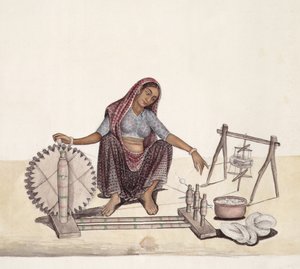 AS10 Vol.52 ff.4 4899 cat 201 i-iv Frau beim Baumwollspinnen, Bombay von Indian School