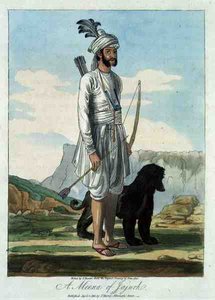 Eine Meena von Jajurh, geätzt von T. Baxter nach einer Zeichnung von Deen Alee, veröffentlicht von J. Murray von Indian School