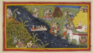 Die Gefährten haben den Fluss Ganges erreicht und Guha, der Nisada-Häuptling, ist gekommen, um sie zusammen mit einigen seiner Leute aus ihrer nahegelegenen Stadt zu begrüßen. Rama bittet ihn, ein Boot bereitzustellen, damit sie den Fluss überqueren können von Indian School
