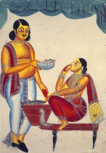 Eine Frau verkauft Fisch von Indian School