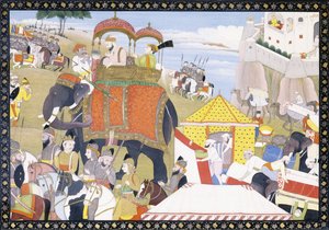 Eine Illustration aus dem Hamir Hath, frühes 19. Jahrhundert von Indian School