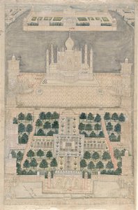 Vogelperspektive des Taj Mahal in Agra, 1790-1810 von Indian School