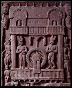 Buddhismus: „Prasenjits letzter Besuch bei Buddha“ (Detail) von Indian School