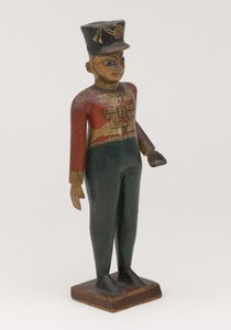 Geschnitzte Holzfigur eines britischen Offiziers des 3. Madras