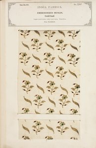 Bunte Karomusselinprobe aus Arnee in Madras, aus The Collection of the Textile Manufacturers of India, von John Forbes Watson, veröffentlicht 1866