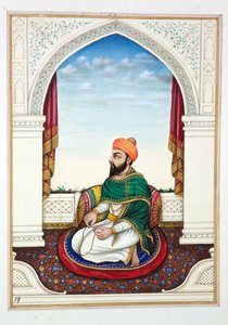 Fakir Syad Aziz-o-Deen, aus Das Königreich Punjab, seine Herrscher und Häuptlinge, Band I, ein Band mit 27 Aquarellstudien eines unbekannten indischen Künstlers, ca. 1840 von Indian School
