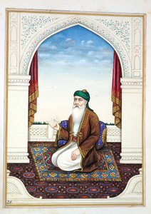 Fakir Syad Nur-o-Deen, aus Das Königreich Punjab, seine Herrscher und Häuptlinge, Band I, ein Band mit 27 Aquarellstudien eines unbekannten indischen Künstlers, ca. 1840 von Indian School