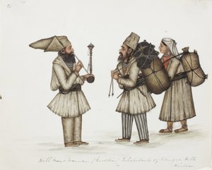 Bergmänner und -frauen (Guddies), Bewohner der Kangra-Hügel, Hindus, ca. 1840 von Indian School