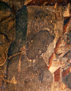 INDISCHE KUNST: Fresko in der buddhistischen Höhle Nr. 19, 2. Jahrhundert v. Chr.