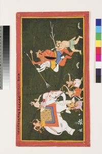 Indra kämpft gegen den Dämon Vritrasura, 1680-1700 von Indian School