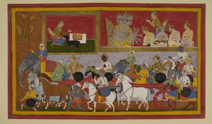 Indrajit bereitet Magie vor, um gegen Rāma zu kämpfen