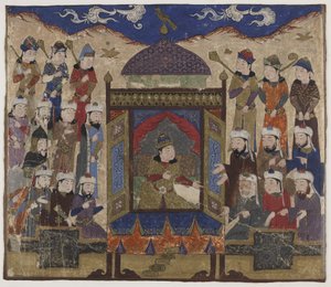 Khusraw Parviz auf dem Takht-i Taqdis sitzend, ca. 1425-50 von Indian School