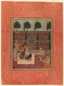 Damen auf einer Terrasse, Mughal-Stil, ca. 1700-10 von Indian School