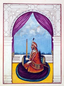 Maharajah Nao Nihal Singh, aus Das Königreich Punjab, seine Herrscher und Häuptlinge, Band I, ein Band mit 27 Aquarellstudien eines unbekannten indischen Künstlers, ca. 1840 von Indian School