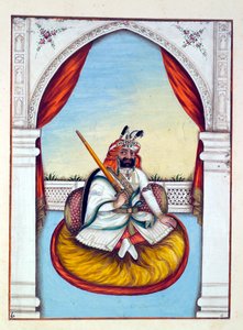 Marharajah Sher Singh, aus Das Königreich Punjab, seine Herrscher und Häuptlinge, Band I, ein Band mit 27 Aquarellstudien eines unbekannten indischen Künstlers, ca. 1840