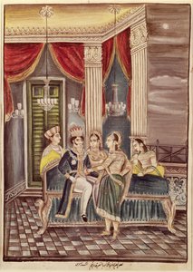 Nasir Ud-Din Haidar (1827-1873) König von Oudh in seinem Palast, 1845 von Indian School