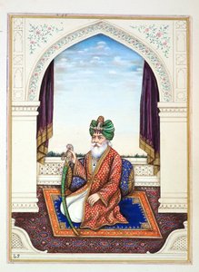 Nawab Mozaffir Khan (Multani), aus Das Königreich Punjab, seine Herrscher und Häuptlinge, Band II, ein Band mit 30 Aquarellstudien eines unbekannten indischen Künstlers, ca. 1840 von Indian School