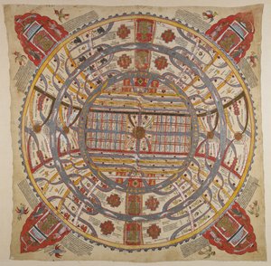 Ein Diagramm des Universums, mit Sanskrit- und Gujarati-Text von Indian School