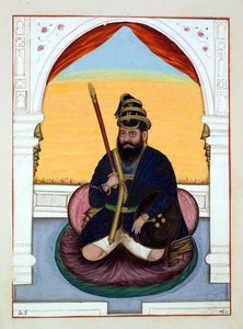Phola Singh Nihang, aus Das Königreich Punjab, seine Herrscher und Häuptlinge, Band II, ein Band mit 30 Aquarellstudien eines unbekannten indischen Künstlers, ca. 1840 von Indian School