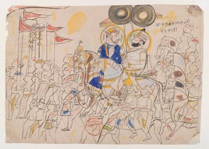 Raja Ram Singh II. von Kotah und Ramkishan Singh von Udaipur, ca. 1850 von Indian School