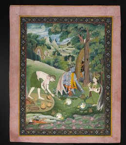 Rama, Lakshmana und Sita kochen und essen in der Wildnis, ca. 1820 von Indian School