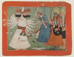 Ravana fordert Ramas Armee heraus, ca. 1750