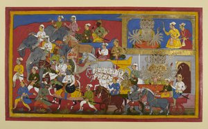 Ravana rüstet sich und zieht mit seiner Armee aus, begegnet einem schlechten Omen