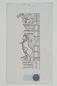 Skulpturierte Säule eines Löwen und anderer Figuren
