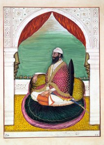 Sirdar Mangal Singh, aus Das Königreich Punjab, seine Herrscher und Häuptlinge, Band I, ein Band mit 27 Aquarellstudien eines unbekannten indischen Künstlers, ca. 1840 von Indian School