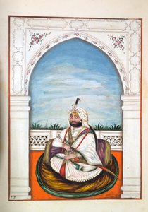 Sirdir Ajit Singh, aus Das Königreich Punjab, seine Herrscher und Häuptlinge, Band I, ein Band mit 27 Aquarellstudien eines unbekannten indischen Künstlers, ca. 1840 von Indian School