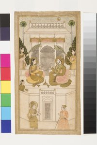 Der Sultan von Golconda, Quli Qutb Shah, sitzt mit seiner Gemahlin, 1700-25