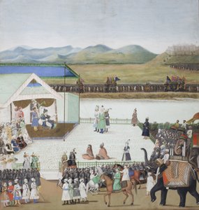 Der türkische Sultan Bayazid wird vor Timur gebracht von Indian School