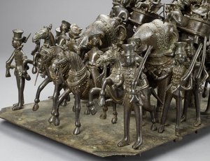 Der Zug des Königs von Oudh reitet mit dem britischen Residenten auf Elefanten, ca. 1820 (Detail)