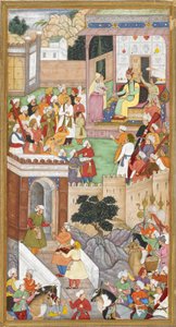 Der junge Akbar wird Humayun (Mogulkaiser von Indien) in Kabul vorgestellt von Indian School