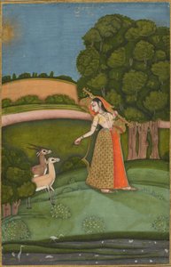 Todi Ragini, aus einer Ragamala-Serie, ca. 1755 (opake Aquarellfarbe mit Gold auf Papier) von Indian School