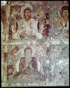 Zwei sitzende Buddhas, aus dem Inneren der Höhle 6