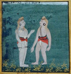 Zwei Split-Eared (kamphate) Yogis, religiöse Bettler, Udaipur