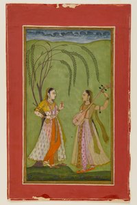 Zwei Damen in einer Landschaft, ca. 1725 von Indian School