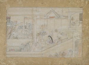 Hochzeitsvorbereitungen aus einer Naishadhicharita-Serie, Guler, Punjab-Hügel, 1775-1800 von Indian School