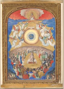 Manuskriptblatt mit Anbetung des Heiligen Namens, aus einem Stundenbuch, nach 1530 von Influence of Simon Bening