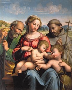 Heilige Familie mit dem kleinen Johannes dem Täufer und St. Franziskus von Innocenzo da Imola