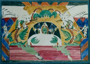 Bühnenbild für das Theaterstück Zar Maksemyan von A. Remisow von Iosiph Solomonovich Shkolnik