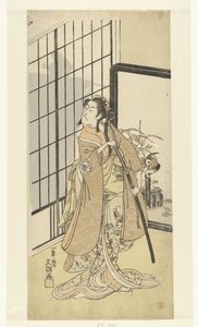 Schauspieler Matsumoto Koshiro III in der Frauenrolle Asagao